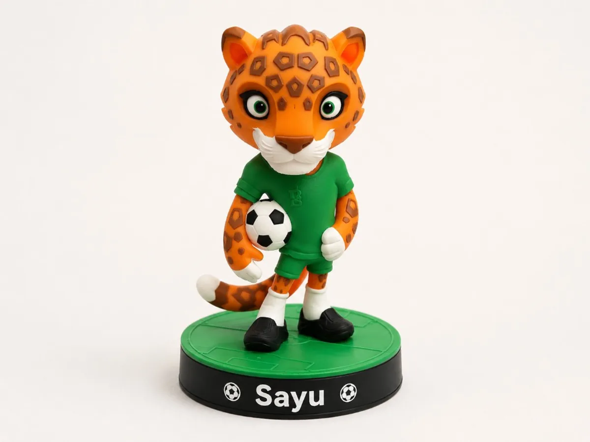Miniatura Sayu con balón y base de cancha